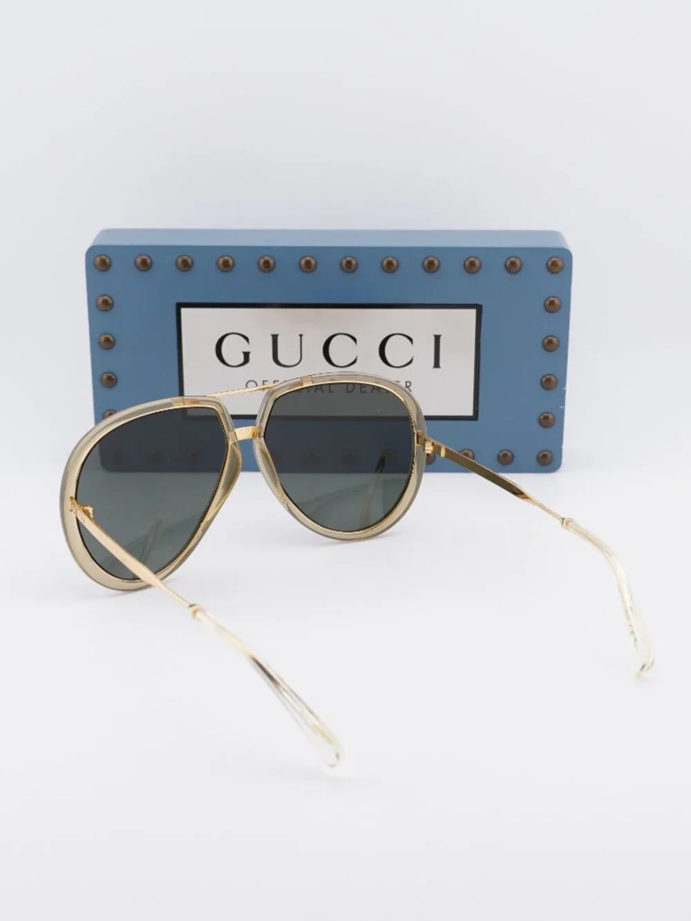 Gucci GG0904S 002 Aviator Sunglasses - Gold / Grey